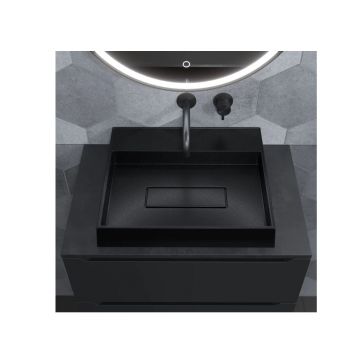 Раковина для ванной накладная кварцевая Uperwood (Упервуд) Tanos Quartz, 50 см, прямоугольная, с декоративной накладкой, без отверстия для смесителя, космос RTanosQuartz50K