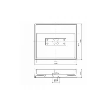 Раковина для ванной накладная кварцевая Uperwood (Упервуд) Tanos Quartz, 50 см, прямоугольная, с декоративной накладкой, без отверстия для смесителя, уголь RTanosQuartz50U