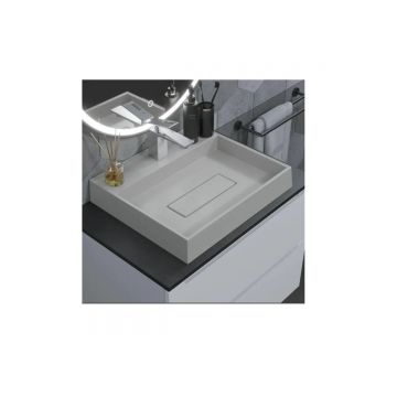 Раковина для ванной накладная кварцевая Uperwood (Упервуд) Tanos Quartz, 50 см, прямоугольная, с декоративной накладкой, жасмин 291030048