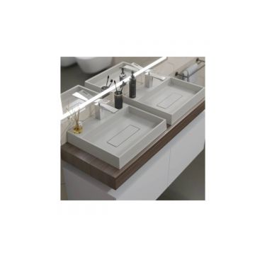 Раковина для ванной накладная кварцевая Uperwood (Упервуд) Tanos Quartz, 50 см, прямоугольная, с декоративной накладкой, жасмин 291030048