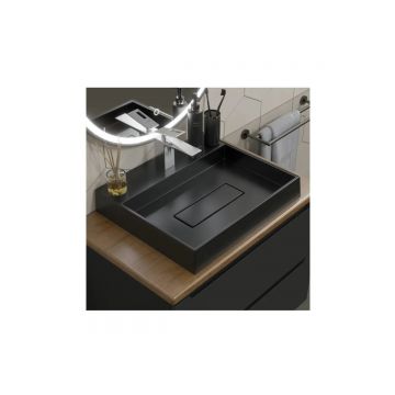 Раковина для ванной накладная кварцевая Uperwood (Упервуд) Tanos Quartz, 50 см, прямоугольная, с декоративной накладкой, космос 291030050