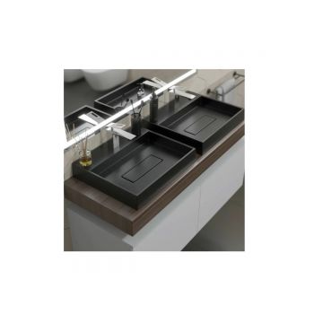 Раковина для ванной накладная кварцевая Uperwood (Упервуд) Tanos Quartz, 50 см, прямоугольная, с декоративной накладкой, космос 291030050