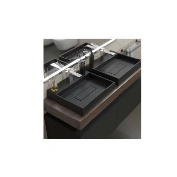 Раковина для ванной накладная кварцевая Uperwood (Упервуд) Tanos Quartz, 50 см, прямоугольная, с декоративной накладкой, уголь 2911030051