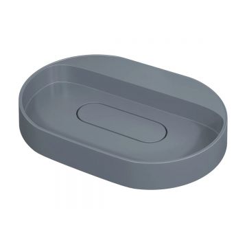 Раковина для ванной накладная кварцевая Uperwood (Упервуд) Tanos Quartz, 55 см, овальная, с декоративной накладкой, без отверстия для смесителя, бетон RTanosQuartz55B