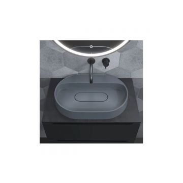 Раковина для ванной накладная кварцевая Uperwood (Упервуд) Tanos Quartz, 55 см, овальная, с декоративной накладкой, без отверстия для смесителя, бетон RTanosQuartz55B