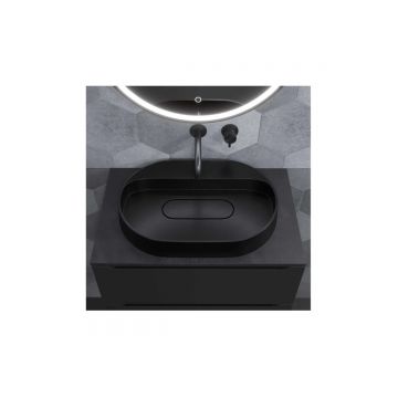 Раковина для ванной накладная кварцевая Uperwood (Упервуд) Tanos Quartz, 55 см, овальная, с декоративной накладкой, без отверстия для смесителя, космос RTanosQuartz55K