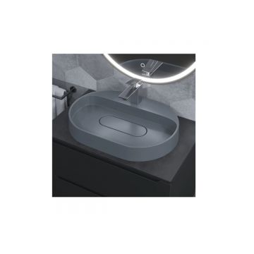 Раковина для ванной накладная кварцевая Uperwood (Упервуд) Tanos Quartz, 55 см, овальная, с декоративной накладкой, бетон 291030522