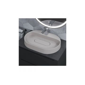 Раковина для ванной накладная кварцевая Uperwood (Упервуд) Tanos Quartz, 55 см, овальная, с декоративной накладкой, жасмин 291030521