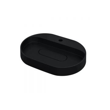 Раковина для ванной накладная кварцевая Uperwood (Упервуд) Tanos Quartz, 55 см, овальная, с декоративной накладкой, уголь 291030524