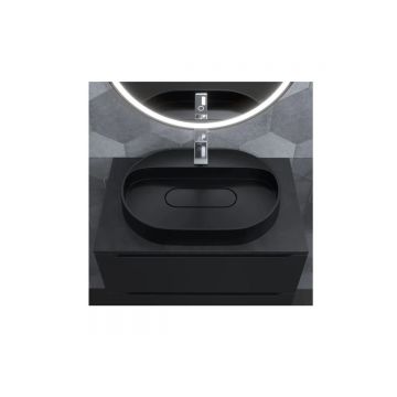 Раковина для ванной накладная кварцевая Uperwood (Упервуд) Tanos Quartz, 55 см, овальная, с декоративной накладкой, уголь 291030524