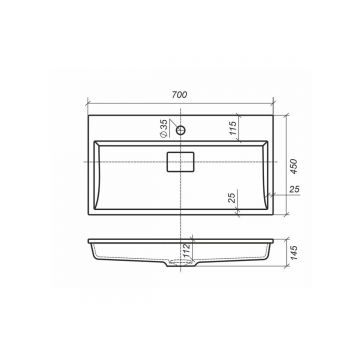 Раковина для ванной полувстраиваемая Uperwood (Упервуд) Barsa, 70 см, прямоугольная, белый 2911020345