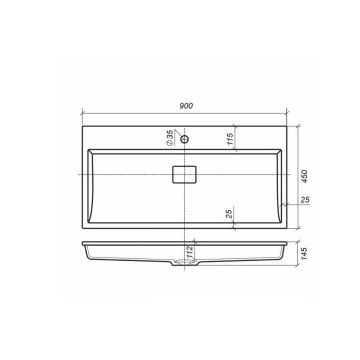 Раковина для ванной полувстраиваемая Uperwood (Упервуд) Barsa, 90 см, прямоугольная, белый 2901120346