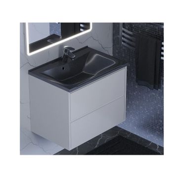 Раковина для ванной полувстраиваемая Uperwood (Упервуд) Elen, 75 см, с декоративной накладкой, черный металлик 291120422