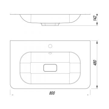 Раковина для ванной полувстраиваемая Uperwood (Упервуд) Fate, 80 см, прямоугольная, белый 35480000002