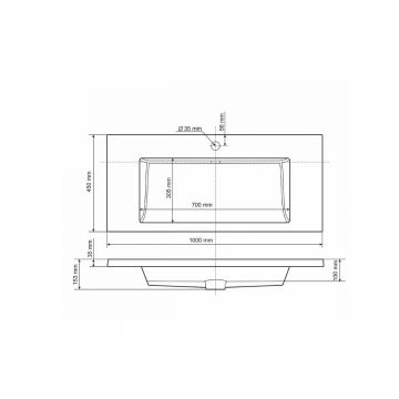 Раковина для ванной полувстраиваемая Uperwood (Упервуд) Infinity, 100 см, прямоугольная, белый глянцевый 45383433000