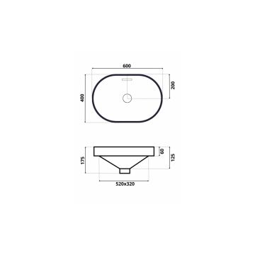Раковина встраиваемая сверху RoxenBath (РоксенБаз) Batt 600х400х175 мм, 570155, белый