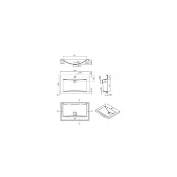 Раковина встраиваемая сверху RoxenBath (РоксенБаз) Iris 750х480х133 мм, 3001475, белый