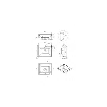 Раковина встраиваемая сверху RoxenBath (РоксенБаз) Mila 50 500х450х140 мм, 3001150, белый