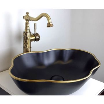 Раковина-чаша Bronze de Luxe (Бронз Де Люкс) Black Orchid, 500х380х130 мм, черный (1395)