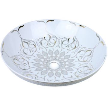 Раковина-чаша Bronze de Luxe (Бронз Де Люкс) Persia белая с декором 405х405х125 мм (2008)