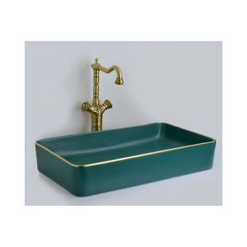 Раковина накладная Bronze de Luxe (Бронз Де Люкс) Golden Meadow, 605х350х110 мм, 1061, зеленый