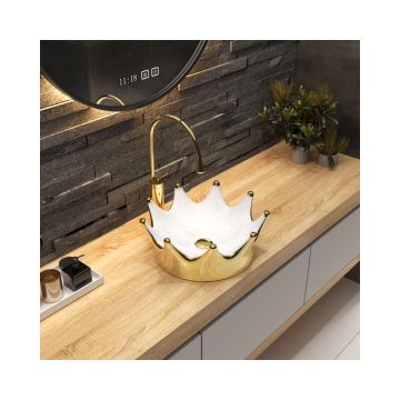 Раковина-чаша Bronze de Luxe (Бронз Де Люкс) Queen 400х400х165мм, 4042WG, золотой, белый