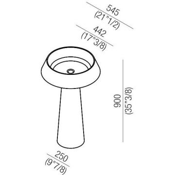 Раковина напольная Agape (Агапе) Bjhon 2 54.5 см, без отверстий, выпуск в пол, цвет: белый ACER1082FZ