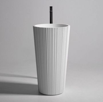 Раковина Antonio Lupi (Антонио Лупи) Plisse 47х85 см, без отверстий, напольная, слив в пол, с сифоном, донным клапаном и шлангом, Flumood, цвет: белый PLISSE