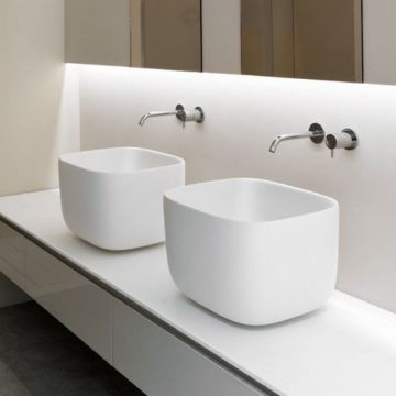 Раковина Antonio Lupi (Антонио Лупи) Poggio 46х40х30 см, без отверстий, накладная, цвет: белый POGGIO