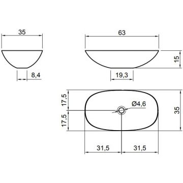 Раковина Antonio Lupi (Антонио Лупи) Velo 35х63 см, без отверстий, накладная, цвет: белый VELO63 Bianco