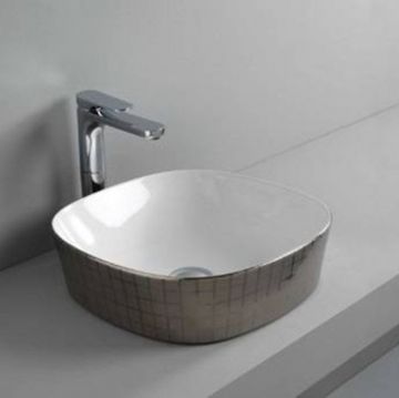 Раковина Artceram (Арткерам) Ghost 42 см, без отверстий, без слив-перелива, цвет: mosaico platino GHL001 01 58 mosaico platino*0 Акция