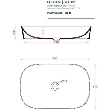 Раковина Artceram (Арткерам) Ghost 65х42 см, без отверстий, цвет: giallo zinco GHL002 12 00 Акция