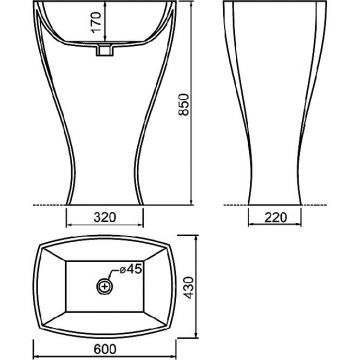 Раковина Artceram (Арткерам) Jazz Livingtec напольная с сифоном, 60х48х85см, цвет: белый глянцевый JZL006 01 00/ JZ13bi*1