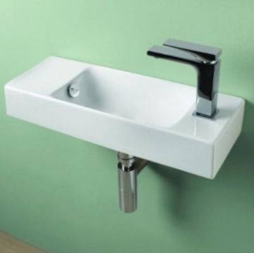 Раковина Artceram (Арткерам) Lavamani Brick 20х54 см, 1 отверстие, со слив-переливом, цвет: белый LML002 01 00