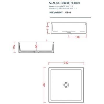 Раковина Artceram Scalino 38x38 см, без отверстий, накладная, цвет: матовый белый SCL001 05 00