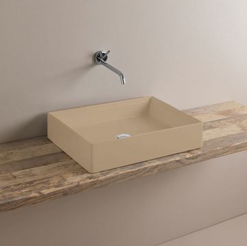 Раковина Artceram (Арткерам) Scalino 55х38 см, накладная, без отверстий, без слив перелива, цвет: cement cream SCL002 22 00