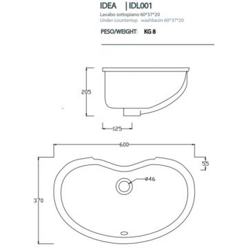 Раковина Artceram Washbasins Idea 60х37 см, без отверстий, цвет: белый IDL001 01 00
