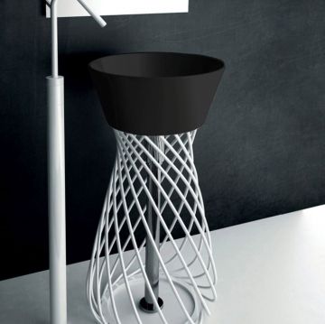 Раковина напольная Artceram (Арткерам) Wire 43 см, без отверстий, цвет: черный глянцевый WIL001 03 00