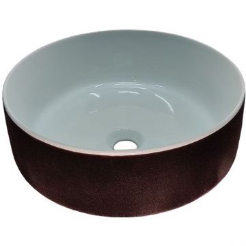 Раковина Artceram (Арткерам) Cognac 42 см, без отверстий, накладная, без слив-перелива, цвет: белый / testa di moro COL001 01 65 bianco/testa di moro