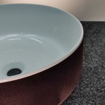 Раковина Artceram (Арткерам) Cognac 42 см, без отверстий, накладная, без слив-перелива, цвет: белый / testa di moro COL001 01 65 bianco/testa di moro