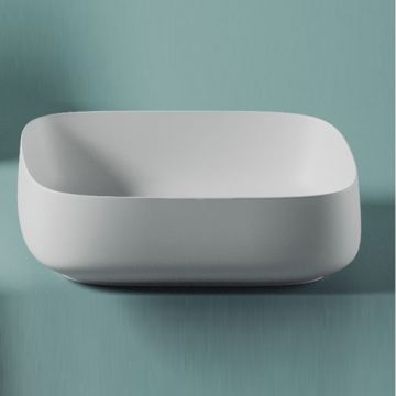 Раковина Artceram (Арткерам) Cognac 56x41х15.5 см, без отверстий, накладная Quadro, без перелива, цвет: белый COL009 01 00