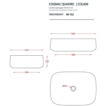 Раковина Artceram (Арткерам) Cognac 56х41 см, без отверстий, накладная, цвет: матовый черный COL009 17 00
