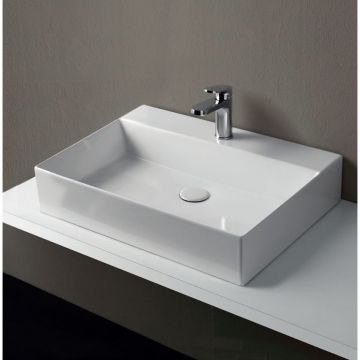 Раковина Azzurra (Аззурра) Elegance Squared подвесная/накладная, 60x45xH12,5 см, 1 отверстие, цвет: Bianco lucido ELLP060450QMBI/(EQA60M bi)*1