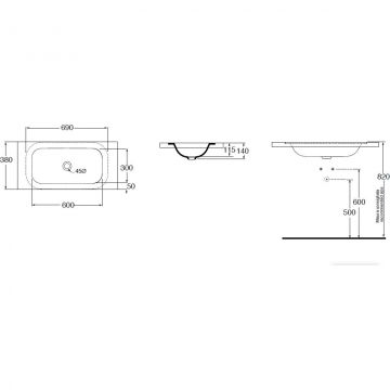 Раковина Azzurra (Аззурра) Glaze 69х38 см, без отверстий, цвет: белый GLLT06938000BI (GLZ 69x38/SP bi)