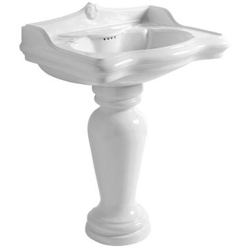 Раковина Azzurra (Аззурра) Jubilaeum 70x55xH32,5 см, с пьедесталом 27xH68 см, 1 отверстие, цвет: Bianco lucido JULP0705500MBI/(JUB200/M bi)*1