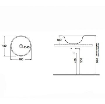 Раковина Azzurra (Аззурра) Jubilaeum накладная круглая 48xH18 см, без отверстий, цвет: Bianco lucido JULA04818000BI/(JUB45/APP bi)*0