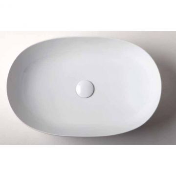 Раковина Azzurra (Аззурра) Elegance Circle накладная, 60x40xH14 см, без отверстий, без перелива, цвет: Bianco lucido ELLA060400C0BI/(ECI60 bi*0)