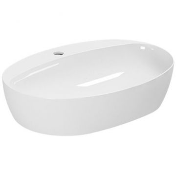 Раковина Azzurra (Аззурра) Elegance Circle накладная, 60x42xH14 см, 1 отверстие, без перелива, цвет: Bianco lucido ELLA060420CMBI/(ECI60M bi)*1