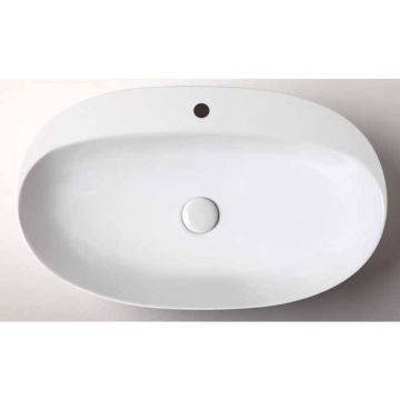 Раковина Azzurra (Аззурра) Elegance Circle накладная, 60x42xH14 см, 1 отверстие, без перелива, цвет: Bianco lucido ELLA060420CMBI/(ECI60M bi)*1