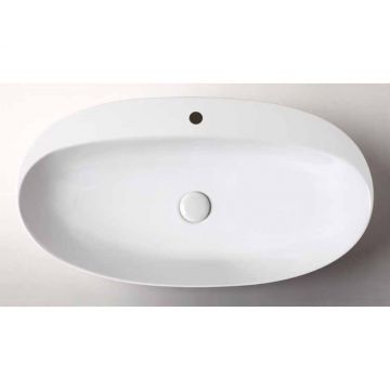 Раковина Azzurra Elegance Circle накладная, 70x42xH14 см, 1 отверстие, без перелива, цвет: Bianco lucido ELLA070420CMBI/(ECI70M bi)*1